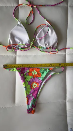 Colorful Tropical Floral String Bikini Set XS thumbnail 3