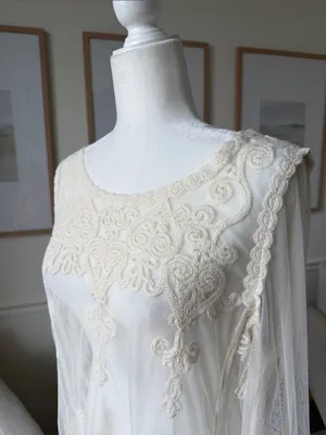 Rock & Roll Cowgirl Romantic Ivory Embroidered Lace Boho Tunic Western Top S thumbnail 5
