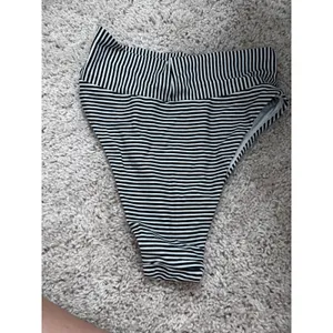 Aerie Striped High Cut Cheeky‎ Bikini Bottoms Black White XS Nautical Swimwear thumbnail 2