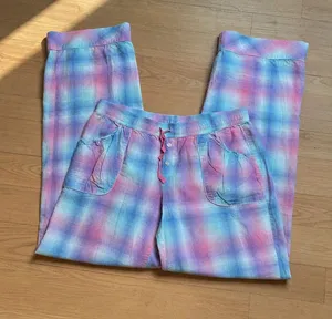 Victoria's Secret Plaid Pajama Lounge Pants Small Pink Blue Cotton Pockets thumbnail 1