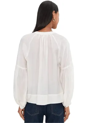 MADEWELL Ivory Button Front Blouse Lyocell Top Pleated Women’s Size Medium thumbnail 3