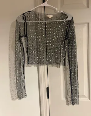 Pearl Bedazzled mesh top Black thumbnail 1
