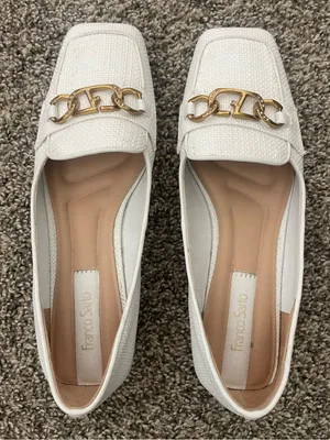 Women’s Franco Sarto Tiari Chain Square Toe Woven Loafer White Size 8 thumbnail 2