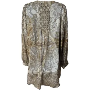 Lane Bryant Brown Paisley‎ Tinsel Sheer Tunic Bohemian Peasant Career 18/20 thumbnail 6