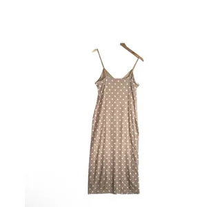 NEW AFRM Midi Dress Women Sz Large Tan Polka Dot Lined Mesh Spaghetti Strap thumbnail 2