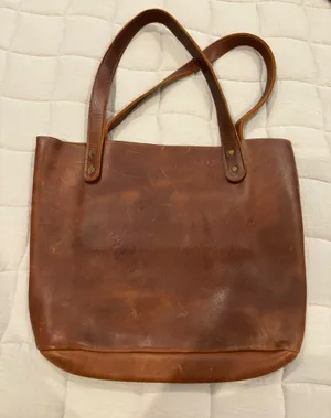 Brown leather tote thumbnail 1