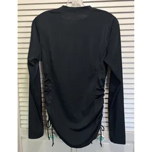 Athletic 1/4 Zip Activewear Top Tie Sides Size M‎ Black Thumb Holes thumbnail 6