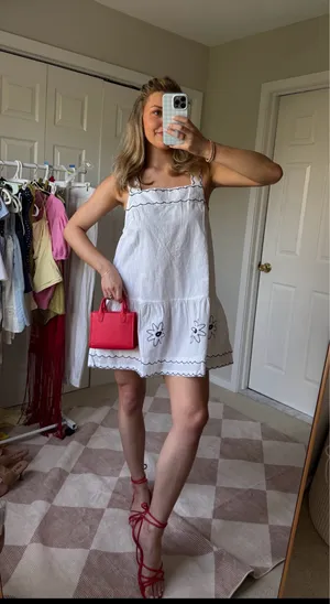 Celandine Cotton Scalloped Daisy Mini Dress thumbnail 1