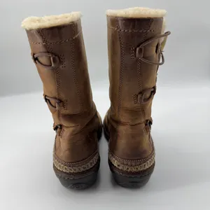 UGG Kona Leather Shearling Boots 9 Brown Tan Suede Toggle 5156 Winter Aspen Cozy thumbnail 6