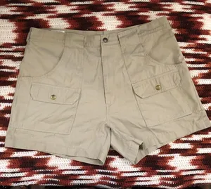 Vintage Khaki Hiking Bermuda Cargo Explorer Adventure Shorts #Dora #Boho thumbnail 1