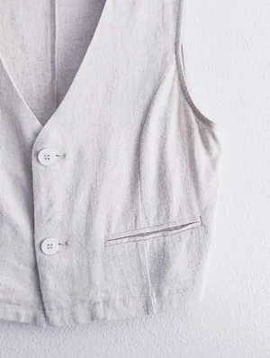 Pink Lily Cream Button Vest thumbnail 3