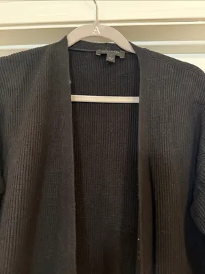 Ann Taylor Black Open-Front Ribbed Cardigan thumbnail 4