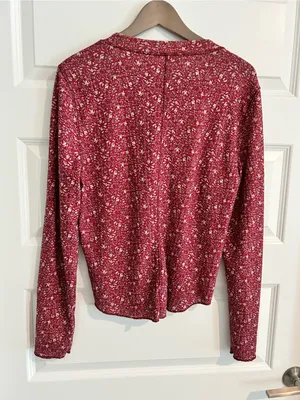 Natural Life Floral Henley Top Red Size XL thumbnail 9