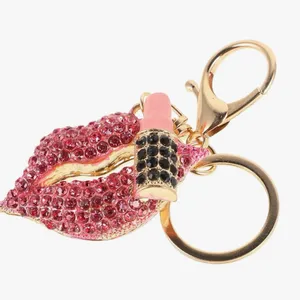 Glamorous Pink lipstick Keychain Purse Charm for Handbag Zinc Alloy NEW! thumbnail 1