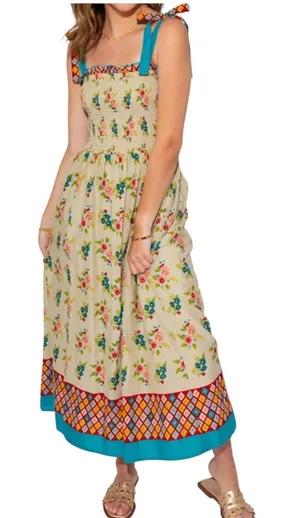 THML Women's Blossom Breeze Smocked Midi Dress XS NWOT thumbnail 1