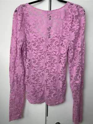Free People Intimately Floral Lace square Neck Long Sleeve Top - Pink thumbnail 4