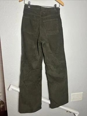 NEW Old Navy High Waist Sky-Hi Wide Leg Corduroy Pants Size 2 Olive Green Fall thumbnail 4