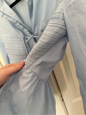Anthropologie Mare Mare Long-Sleeve Cinched Front Top Pastel Blue Blouse Medium thumbnail 7