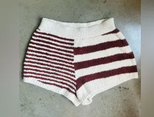 Free people stripe Orlanda brown white knit shorts large nwot thumbnail 2