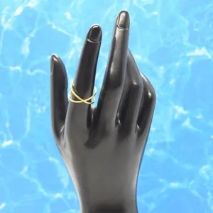 Gold Crossed Design Ring Size 6 thumbnail 2