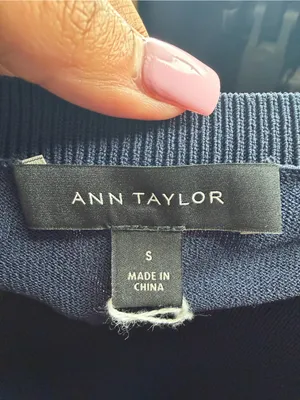 Ann Taylor Navy Ruffle Sleeve Knit Top Women’s Size: Small thumbnail 3