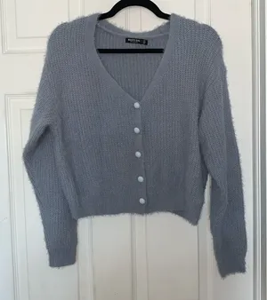 Nasty Gal What A Pearl Wants Blue Fuzzy Cardigan Size S thumbnail 1