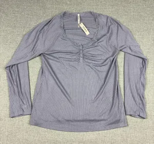 Soma‎ Pajama Top Womens XS Purple Cool Nights Henley Long Sleeve Sleepwear thumbnail 1
