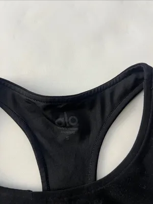 Alo Yoga Serenity High Neck Open Back T Strap Sports Bra Black S thumbnail 5
