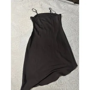 Forever 21 black satin asymmetrical slip mini dress size small thumbnail 7