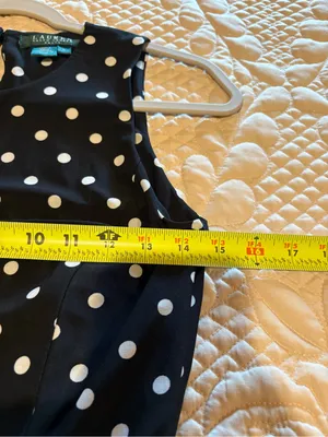 Lauren Ralph Lauren Sleeveless Polka-Dot Midi Dress black/white size 2 thumbnail 9