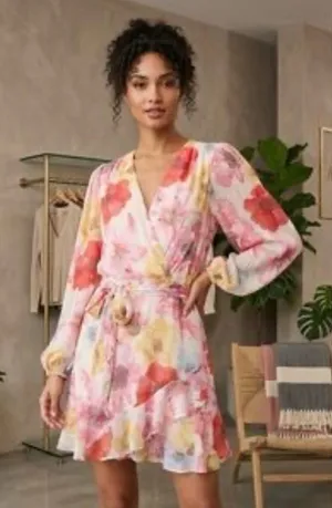 🌸Nwt Alex Marie Floral Wrap Dress Long Sleeve Size 8🌸 thumbnail 1