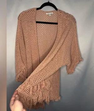 AMERICAN EAGLE OUTFITTERS Fringe 3/4 Sleeve Oversized Women's Cardigan Size M thumbnail 4