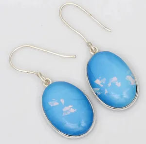 925 Silver Doublet Opal Gemstone Handmade Drop Dangle Earrings Jewelry Gift 1.72" thumbnail 1