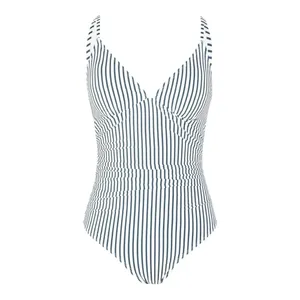 NWT Cupshe Blue Striped Print‎ Tummy Control One Piece Swimsuit - Size Medium thumbnail 4