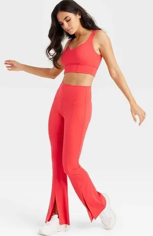 Joy Lab Cherry Red Split Flare Leggings thumbnail 2