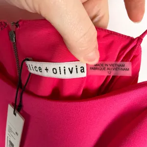 NWT Alice + Olivia Andalasia Fit & Flare Mini Dress Sz‎ 12 Watermelon Pink Party thumbnail 6