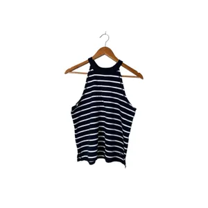 Aerie Womens Halter Neck French Terry Tank Top XS Blue/White Stripe Pullover thumbnail 8