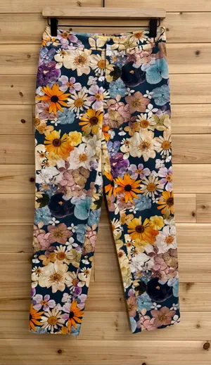 Moxy Maeve Anthropologie Size 0 Floral Mid Rise Jeans Casual Boho Colorful thumbnail 1