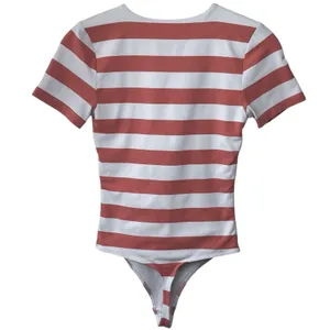 Aritzia Babaton White Pink Striped Short Sleeve Bodysuit‎ Feminine Festival Feminine XS thumbnail 6