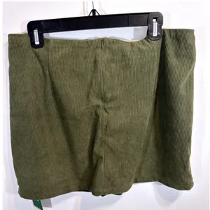 Halara Corduroy Mini Skirt‎ Olive Green Side Slit Zip Closure XL NWT Academia thumbnail 4