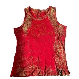 Dolls Kill Y2k old skool embellished gold tank thumbnail 1