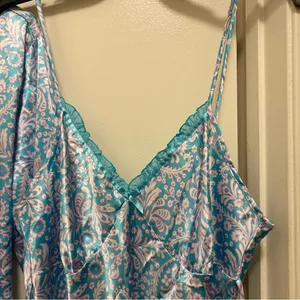 Vintage Adonna Womens Paisley Short Nightgown And & Robe Set L 42” Blue Floral thumbnail 5