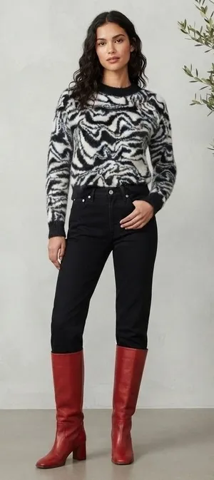 SO Goods For Life Zebra Print Pullover Sweater Women's‎ Large Knit Cozy thumbnail 1