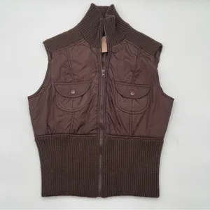 Vtg Y2K Twenty One Brown Puffer & Knit Vest Zip Up Chunky 2000s Size Large thumbnail 4