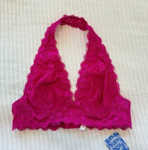 Free People Fuchsia Lace Halter Bralette thumbnail 1