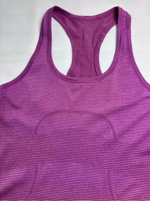 lululemon athletica Swiftly Tech Racerback Tank Magenta size 8 Motivational hem thumbnail 3