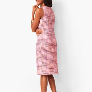 Talbots Pink Ribbon Tweed Sleeveless Shift‎ Dress Size 2 Office Preppy thumbnail 4