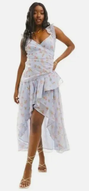 Abercrombie & Fitch Floral Asymmetric Ruffle Maxi Dress Size Small NWT Tiered thumbnail 1