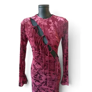 New! Mistress Rocks Mahogany Devoré Velvet Midi Dress Size XS thumbnail 10