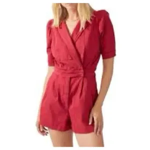 Day + Moon red denim mechanic M boutique romper thumbnail 2